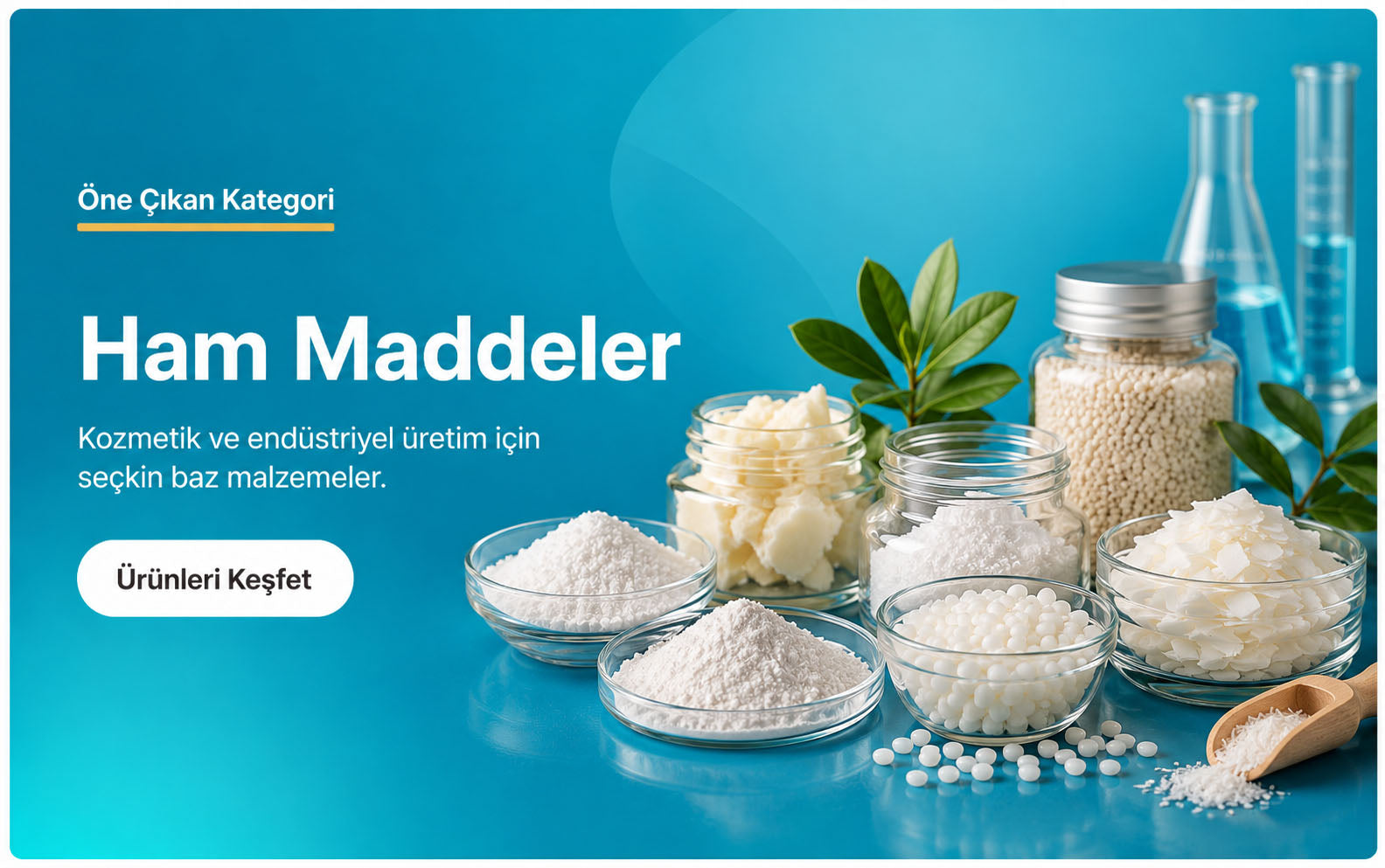Ham Maddeler kategorisi – kozmetik üretimi için toz ve granül hammaddeler